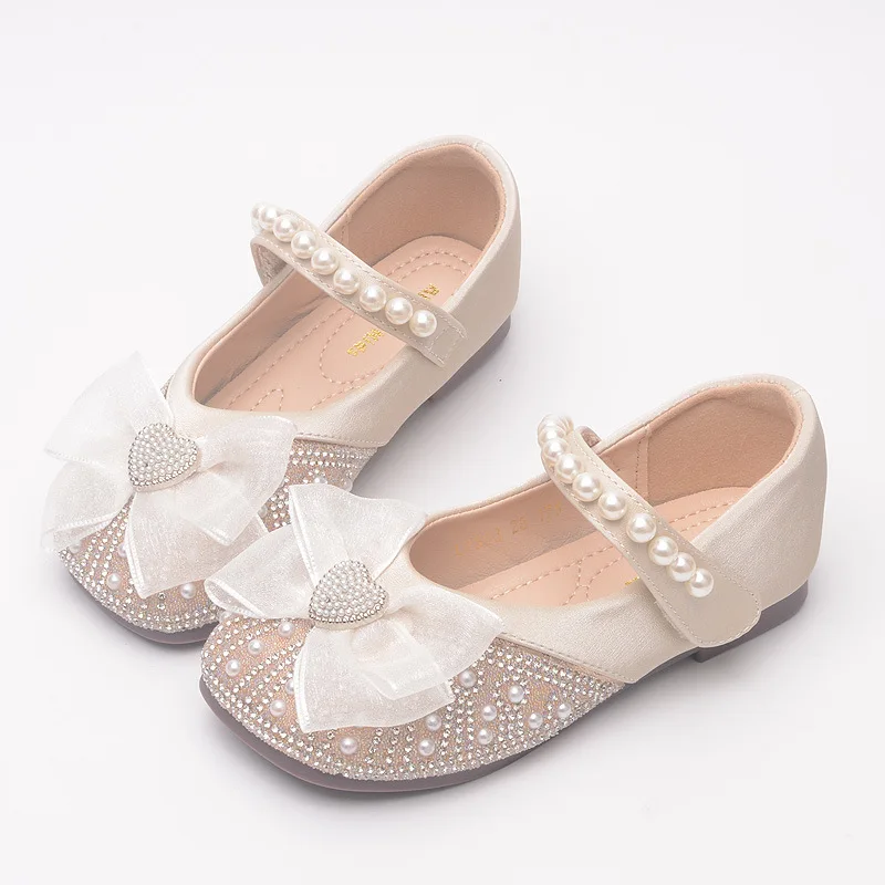 Four Seasons 1-12 years old girls dress shoes Beauty Pointed Toe Teen Girl Leather Shoes Bling Princess Wedding Shoes 3
