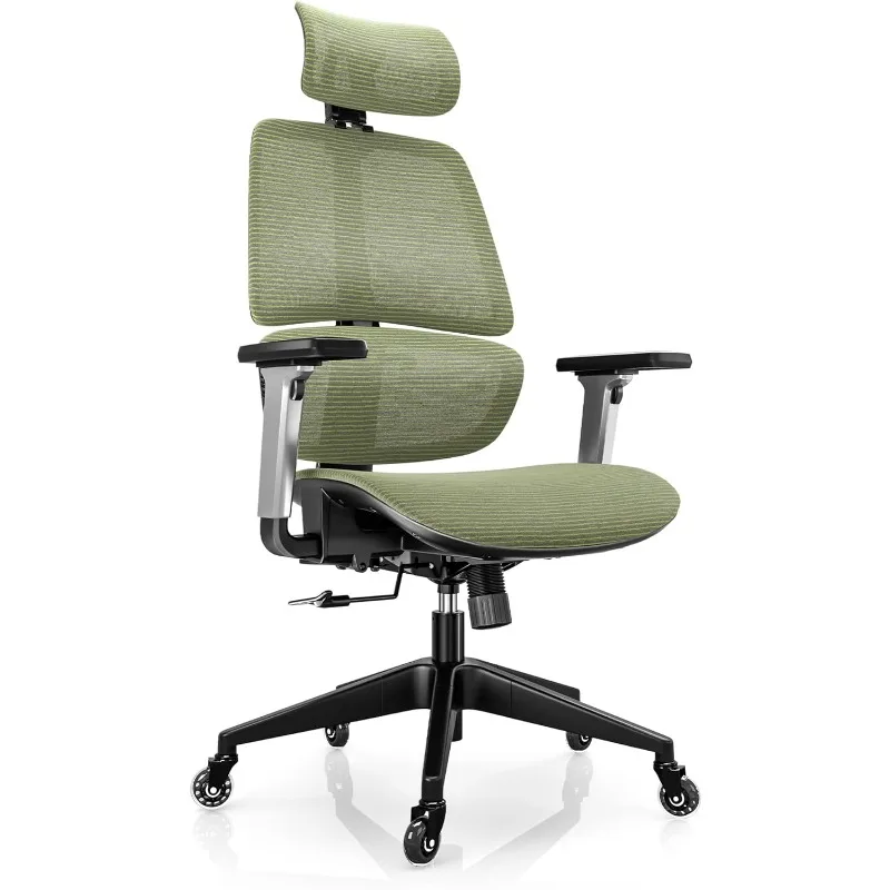 

LINSY HOME High-Back Office Chair, Swivel Ergonomic Task Chair with Adjustable Headrest and Arms, Lumbar Support