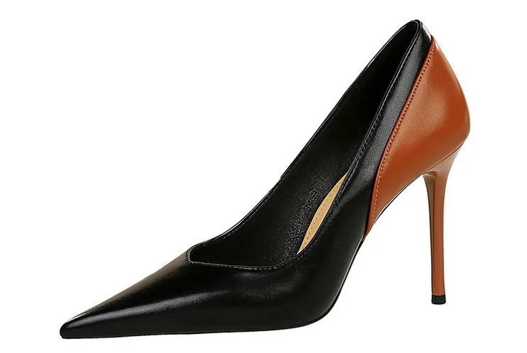 Shoes Color Blocking Women Pumps Pointed Tip High Heels Sexy Party Shoes Stilettos Heels Women Shoes Large Size 42 43