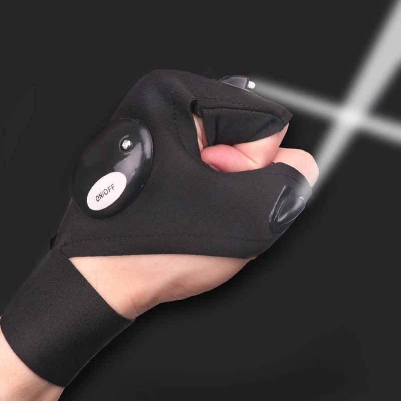 LED Flashlight Fingerless Gloves Outdoor Magic Strap Waterproof Torch Gloves Cover Cycling Hiking Survival Camping Rescue Tools sports gloves cycling gloves