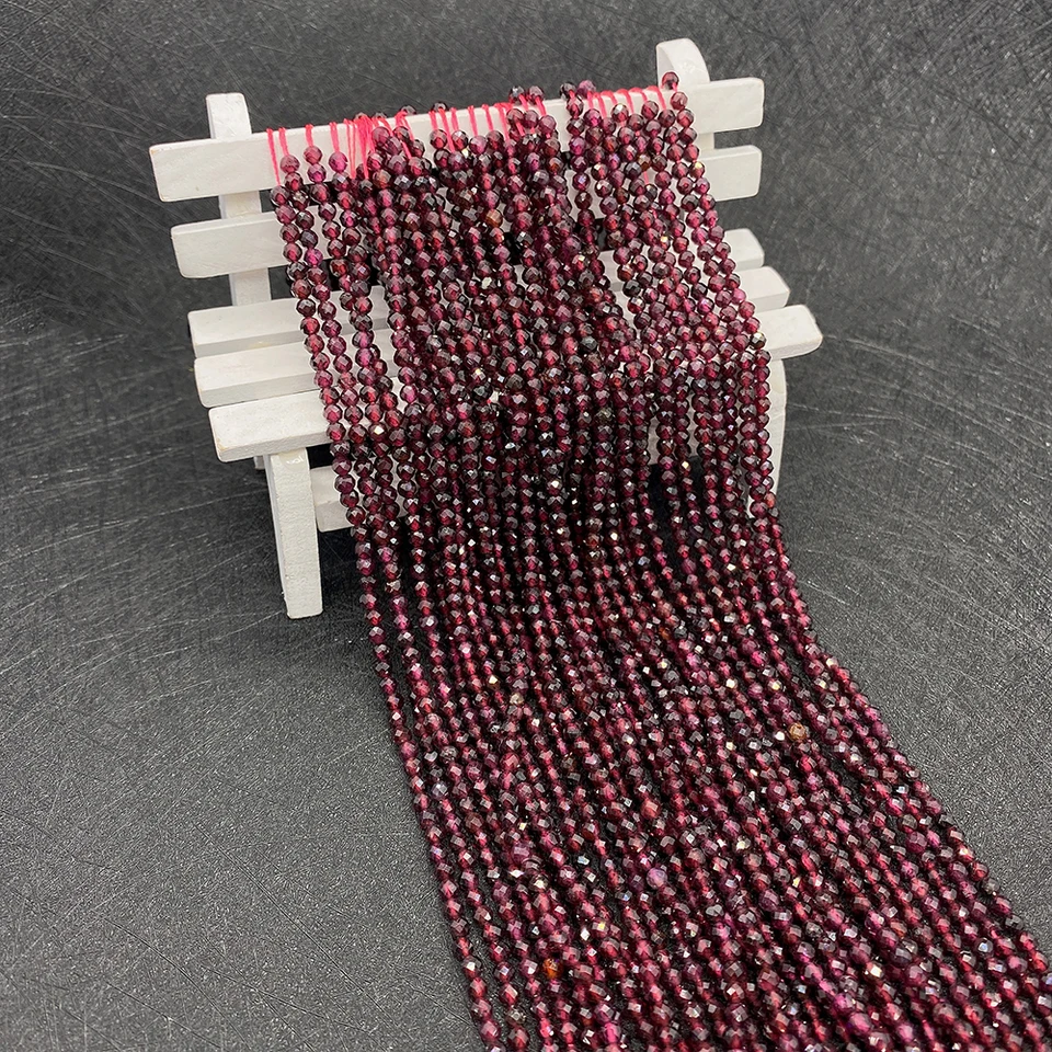 COLLANA ORO GIALLO, 18K, SFERE DI GRANATO ROSSO DA 4 MM, LUNGHEZZA 40- – Gioielleria - Foto 9