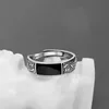 Bague Girlbible en argent sterling 925 pour femme, couple, minimaliste, faite à la main, rétro, avec pierre noire, bijoux de fête, cadeau, anti-allergie