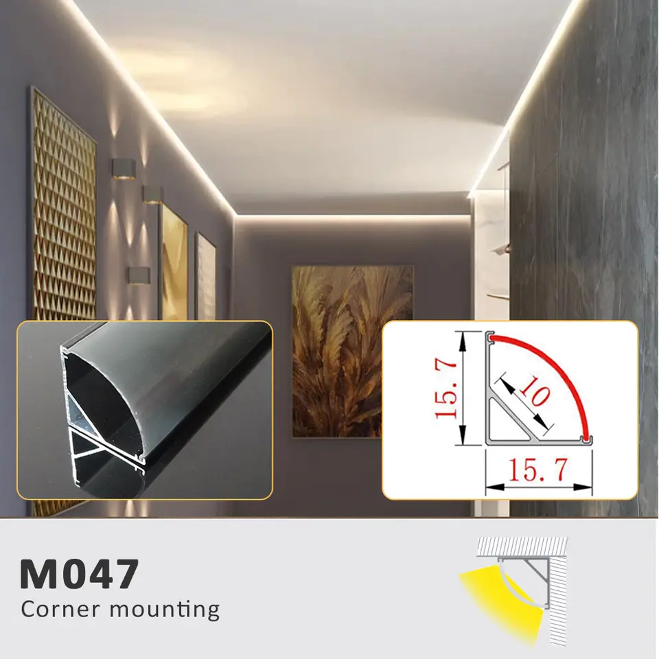LED Strip Aluminum Profile 50CM Recessed Surface Mounted Aluminium Channel with Diffuser PC Cover for 8mm 10mm Linear Lighting image 5