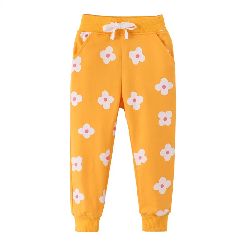Jumping Meters 2-7T Boys Girls Sweatpants Floral Drawstring Toddler Kids Trousers Full Length Pants Baby Autumn Spring Pant