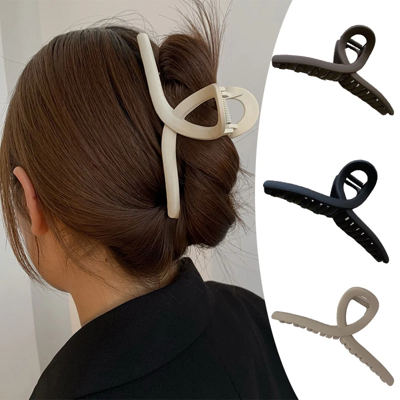 

Frosted Suede Cross Bath Clip For Women Girls Simple Brown Series Cross Hair Claw Large Shark Hair Clip Hair Accessories