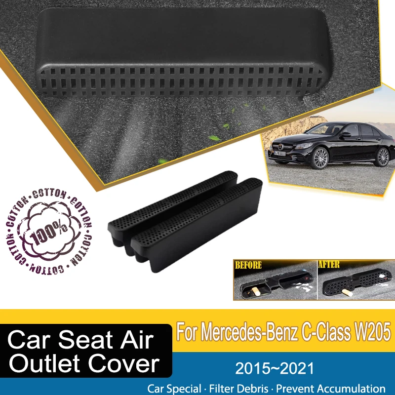 

ABS Car Air Condition Vent Covers For Mercedes-Benz C-Class W205 2015~2021 Dustproof Under Seat Moulding Outler Auto Accessories