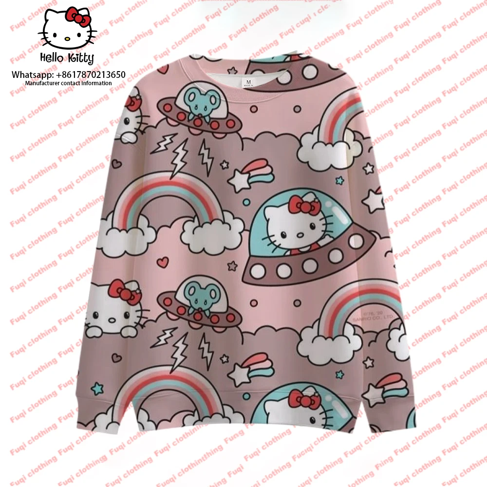

Hello Kitty sweater kawaii pullover thin section long-sleeved female spring and autumn cute soft girl loose Christmas