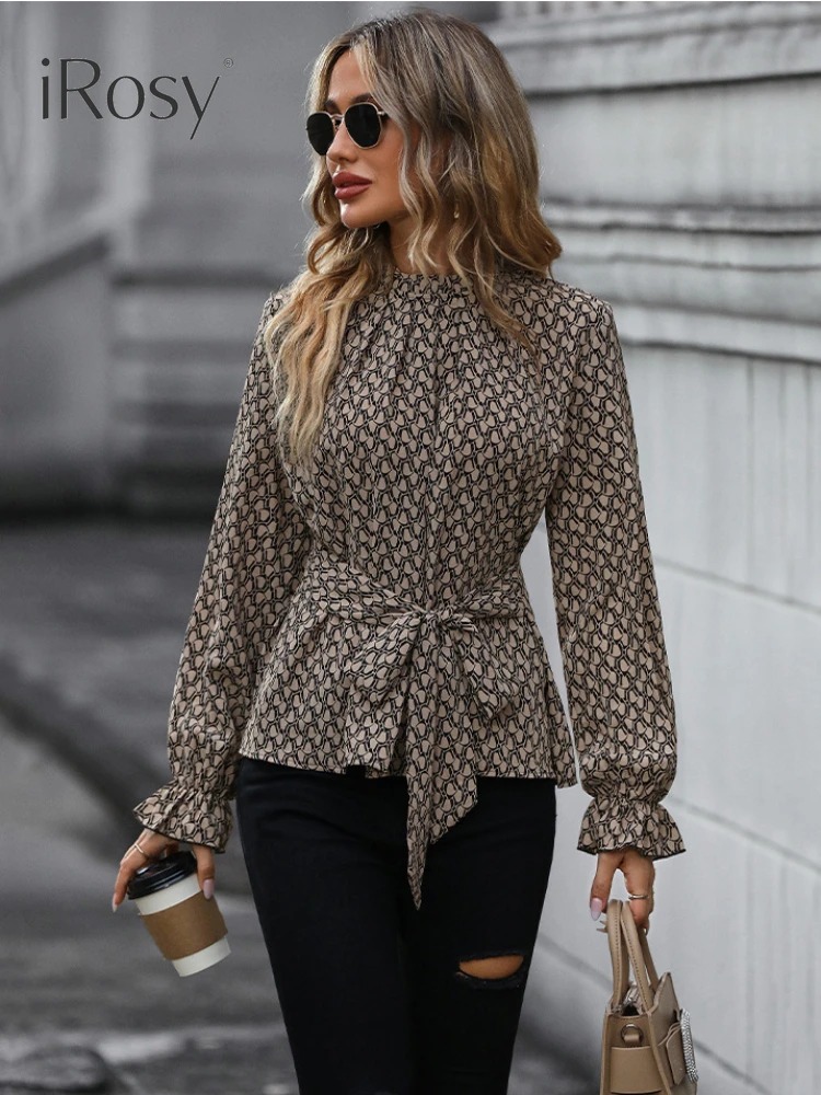 

Женские топы с длинным рукавом, рубашки и блузки со шнуровкой, Модный Элегантный Приталенный пуловер, рубашка и блузка, магазин женской одежды