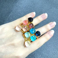 10.6mm Classic Candy Crystal Ring Fashion Jewelry Rose-Gold Plated Colorful Rings Women Girlfriend Birthday Gift Valentine 1