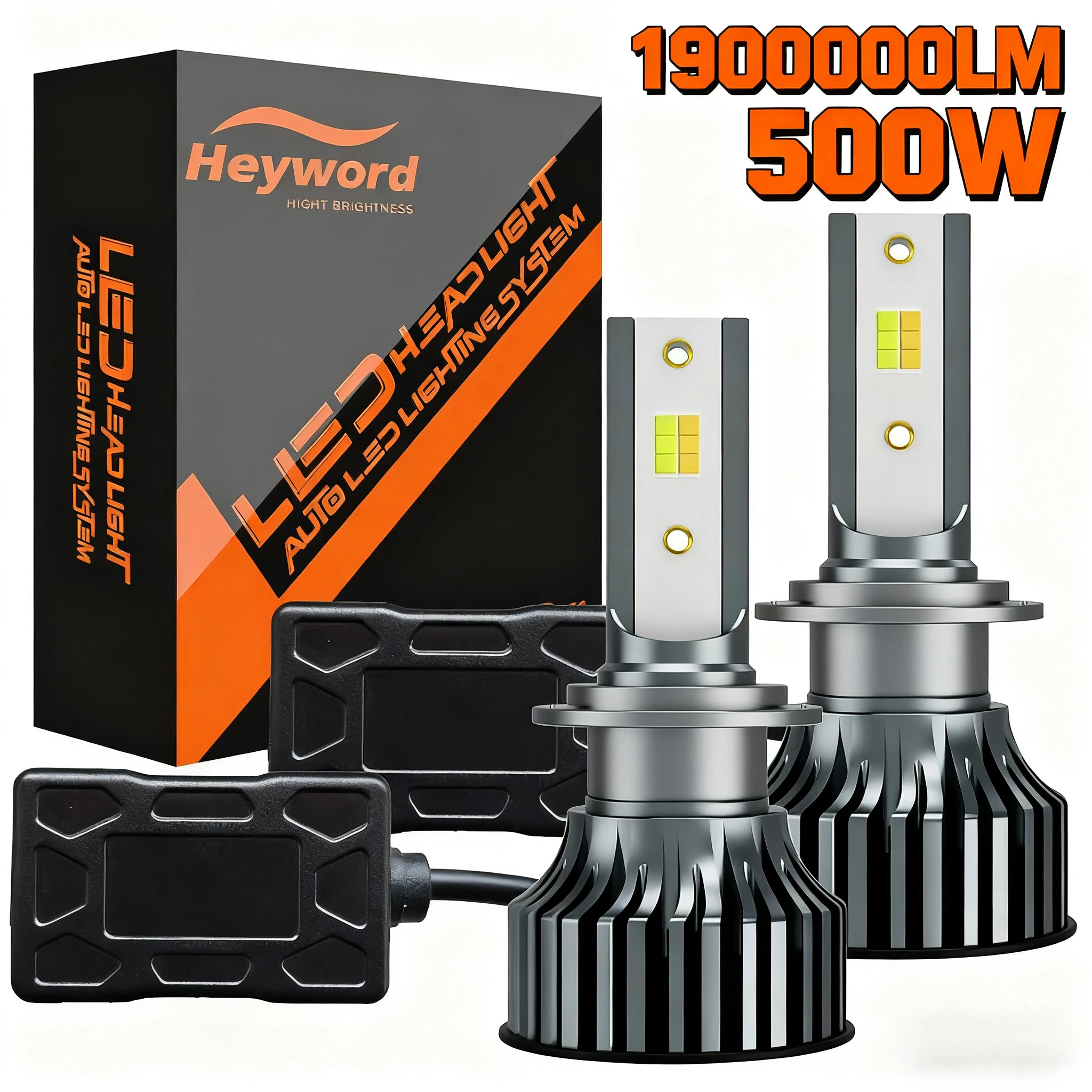 Heyword H4 LED H7 3 Color Changing Car Headlights Fog Lights 3000K 4500K 6500K Flash 80W Auto Lights 2 PCS H1 H3 H11 9005 H13
