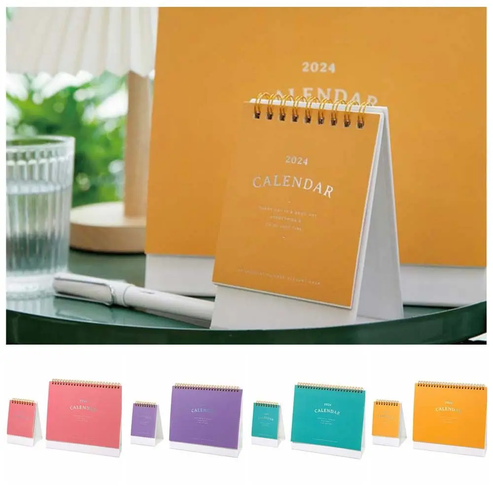 Daily Planner Desk Calendar Coil Standing Calendar Agenda Organizer 2024 Calendar 365 Days Dopamine Color