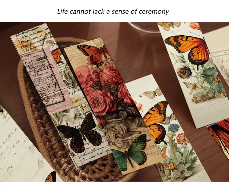 30 stücke Vintage Schmetterling Lesezeichen klassische Kunst karte Notizen Tagebuch markiert Lese seiten Lesezeichen Student liefert Lesezeichen – Detail 1