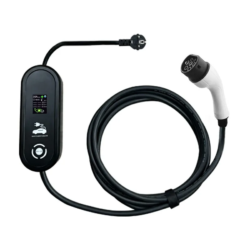 Caricabatterie Portatile Ev Type2 Iec62196-2 16A Evse Cavo Di Ricarica Type1 Sae J1772 Eu Plug Controller Wallbox Per Auto Elettrica
