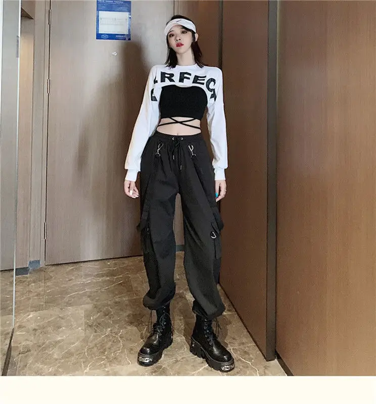 Hip Hop Crop Top Grunge Black Corset Women Sexy Punk Strap