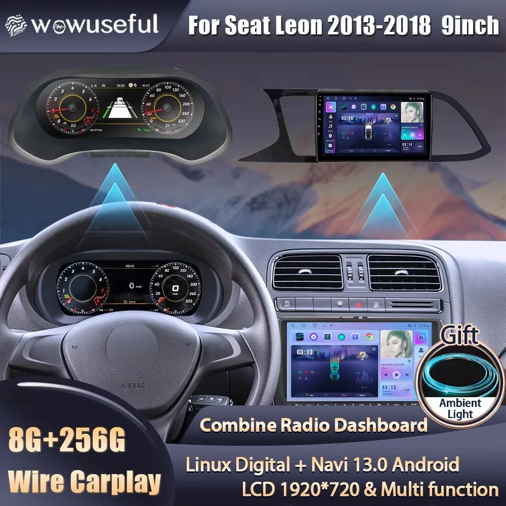 Wowuseful-clúster Digital Lcd para coche, 9 pulgadas, para VW Seat Leon, 2013-18 años, tablero, cabina, reproductor Android, Radio de navegación 1