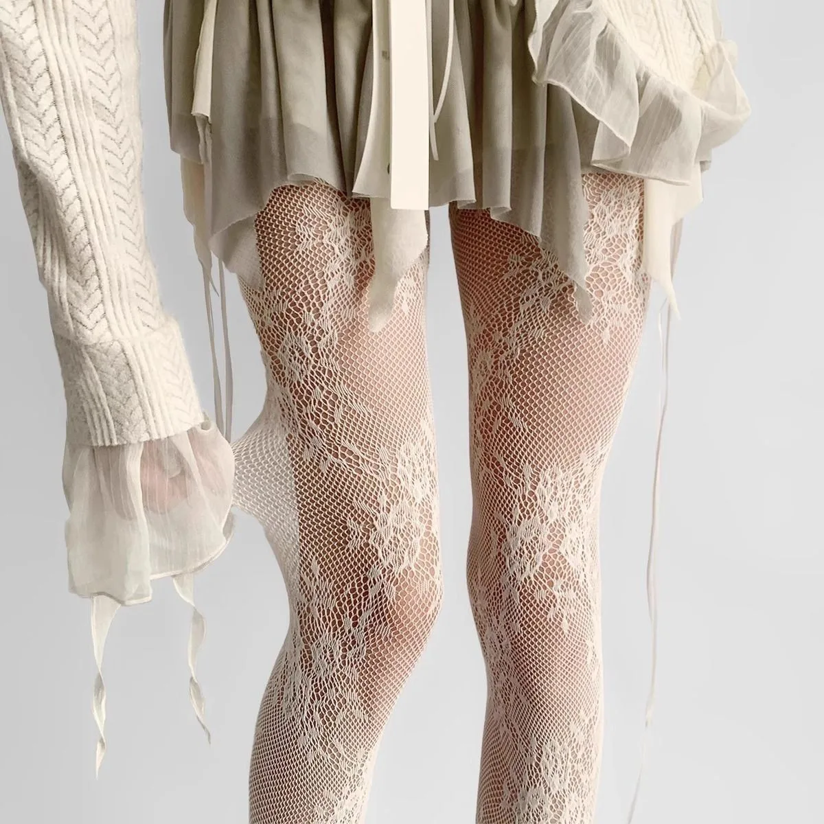 1 Paar sexy Spitzen-Overknee-Strümpfe mit Blumenmuster, Lolita-Stil, süße Mädchen, Punk-Stil, florale Strumpfhosen, bunte Overknee-Strümpfe – Detail 8