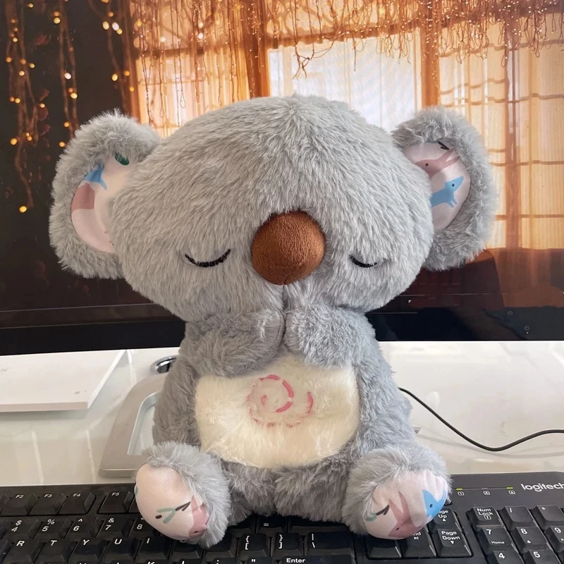 Plush Toy Baby Breathing Koala Otter Plush Doll Toy Kid Soothing Music Sleeping Companion Sound and Light
