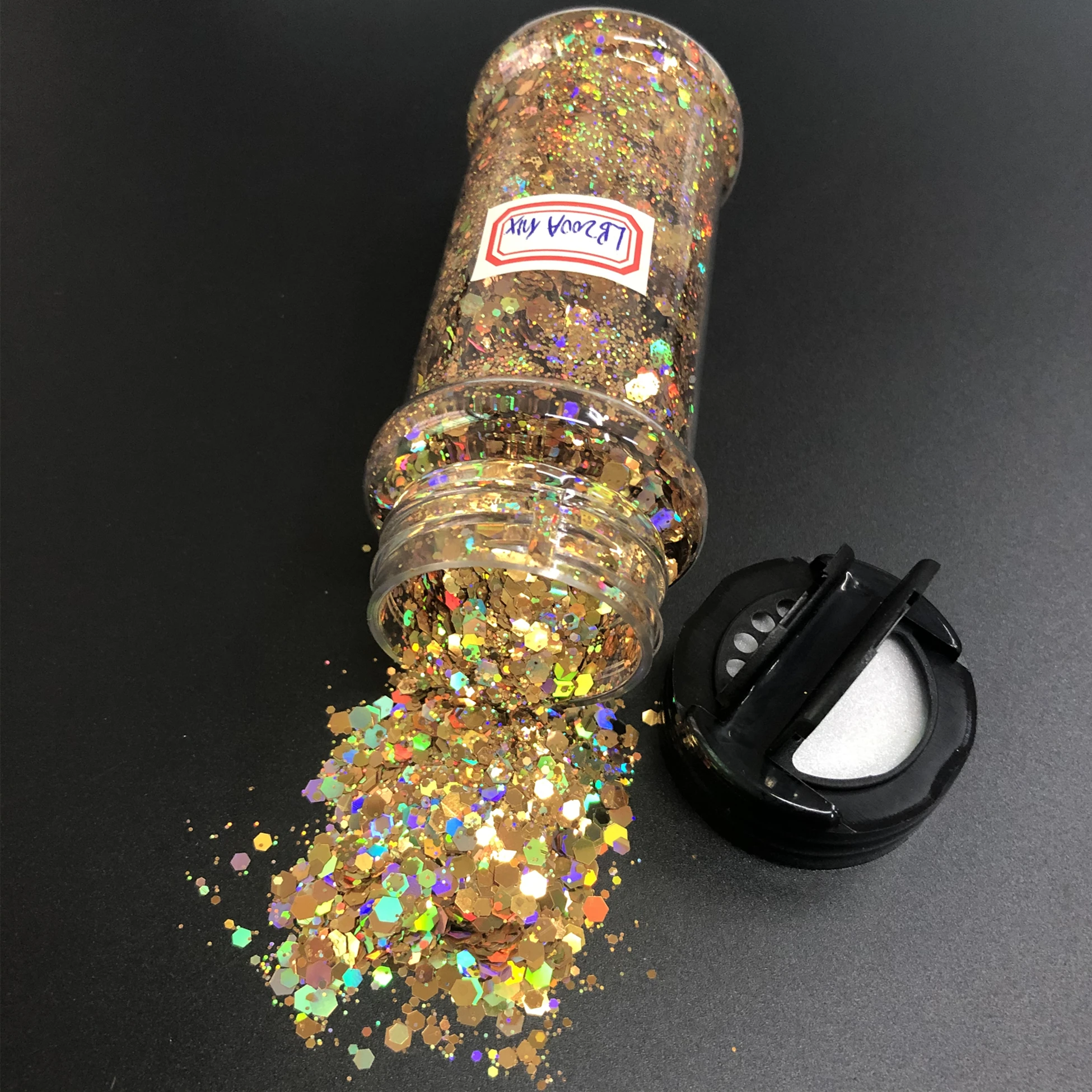 24 colors Rainbow Laser Chunky Nail Sequins nail glitter nail decoration in 2oz Shaker