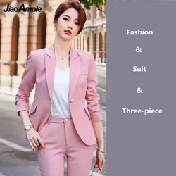 Calças de terno profissional feminino conjunto 2022 primavera outono novo blazer calças suspensórios de três peças roupas de moda coreana ternos