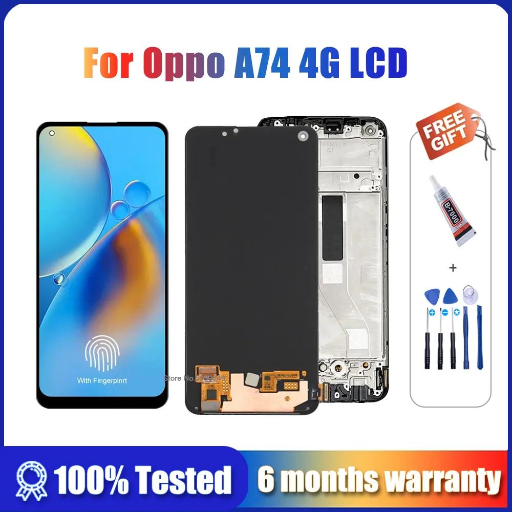 

6.43'' Display Screen for Oppo A74 4G Lcd Display Touch Screen Digitizer Assembly with Frame for Oppo A74 CHP2219 Replacement