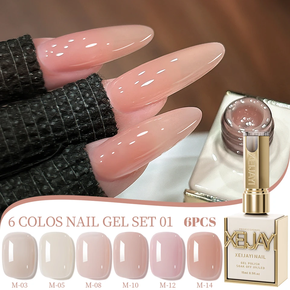 XEIJAYI 6Pcs 15ML Jelly Ice Transparent Nude Green Blue Green And