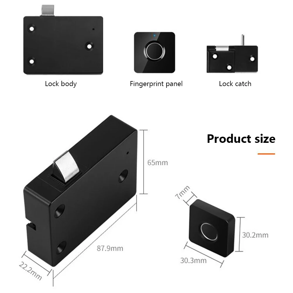 Fingerprint Cabinet Lock Hidden Keyless Smart Biometric Drawer Lock Child Safety Electric For File Cabinets Cupboard Closet