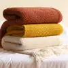 Nordic Knitted Blanket on the Bed Sofa Plaid Travel Nap Blankets Solid Color Soft Winter Air Conditioning Blanket with Tassels 3