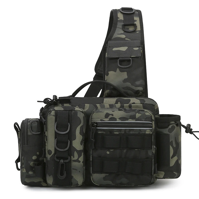 

Tactical Bags Waist Pack Fishing Tackle Bag Single Shoulder Crossbody Fish Lures Gear Utility Storage Fishing Box Chest Bag