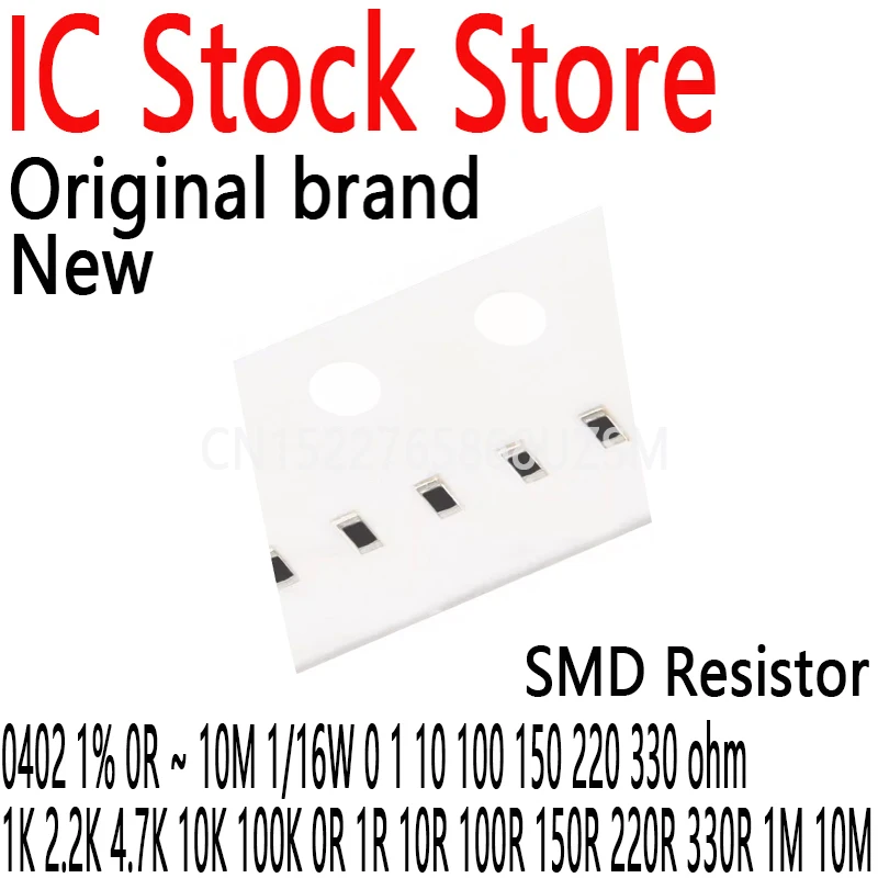 100 Pz Resistore Smd 0402 1% 0R ~ 10M 1/16W 0 1 10 100 150 220 330 Ohm 1K 2.2K 4.7K 10K 100K 0R 1R 10R 100R 150R 220R 330R 1M 10M