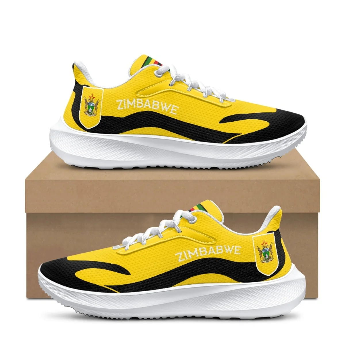 

Zimbabwe Flag Ladies Lace Up Footwear Lightweight Outdoor Travel Running Sneakers Breathable Shock Absorption Shoes Custom Image