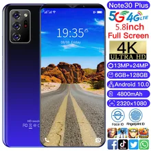 2022 NEW 5.8Inch Note30 Plus 5G Smartphone Global Version 4800mAh FullScreen Android Celular 6+128GB 13+24MP Mobile Phone Cheap