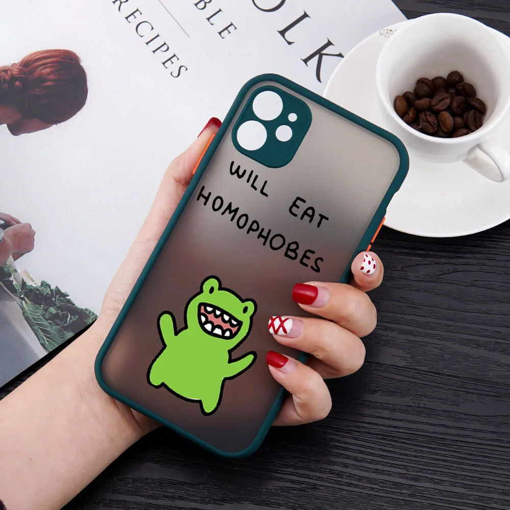 Fashion Frog Animal Phone Case Per Iphone 12 11 13 Pro Max Funda Per Iphone X Xs Max Xr Se Mini 7 8 Plus Cover Green Matte Coque