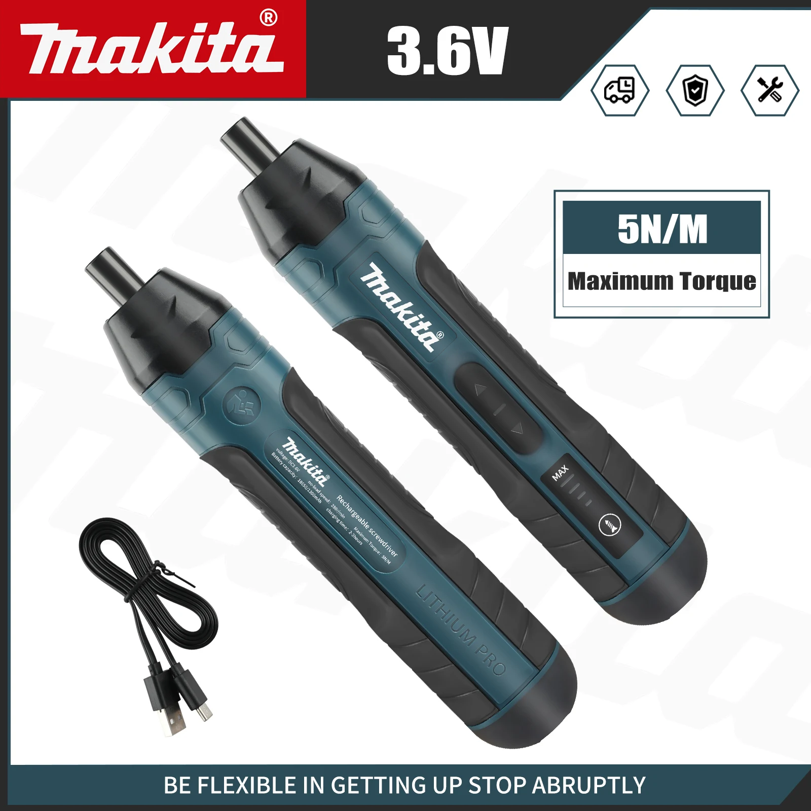 Tournevis électrique Sans Fil 3,6 V – 1300 MAh, 3,5 Nm, Embout Hexagonal 6,35 Mm, Batterie 18650 Li-Ion
