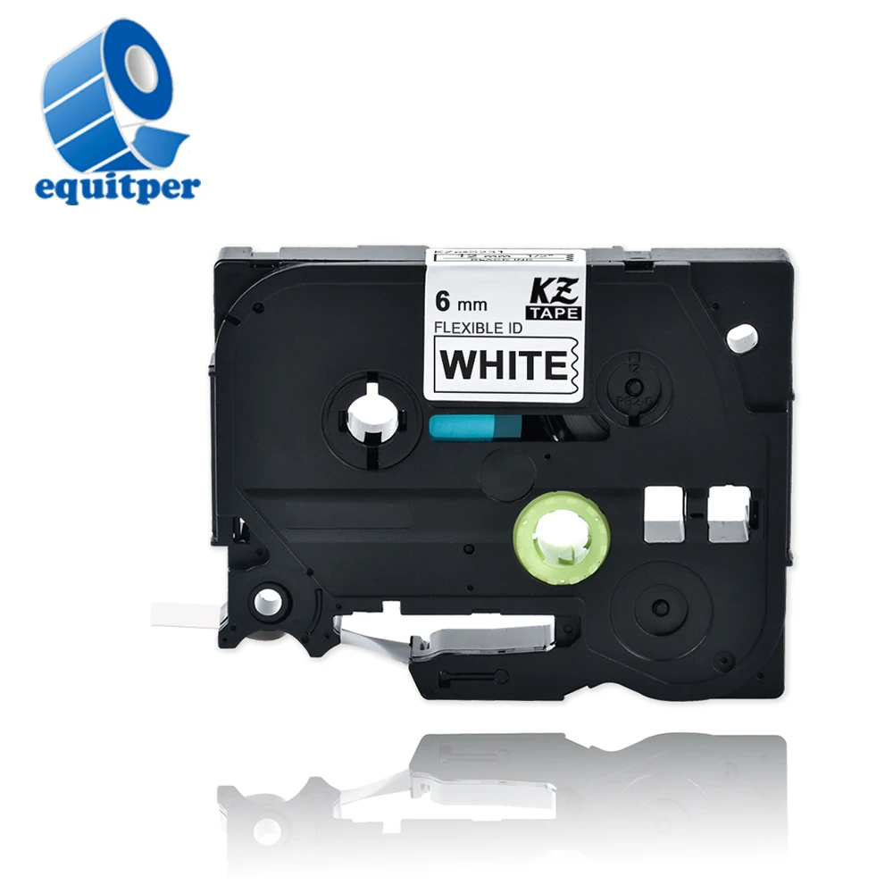 

EQUITPER 6mm Flexible Cable Power Label Tape Kze FX211 For Brother p-touch Printer tze211 Laminated Ribbons Tape black white