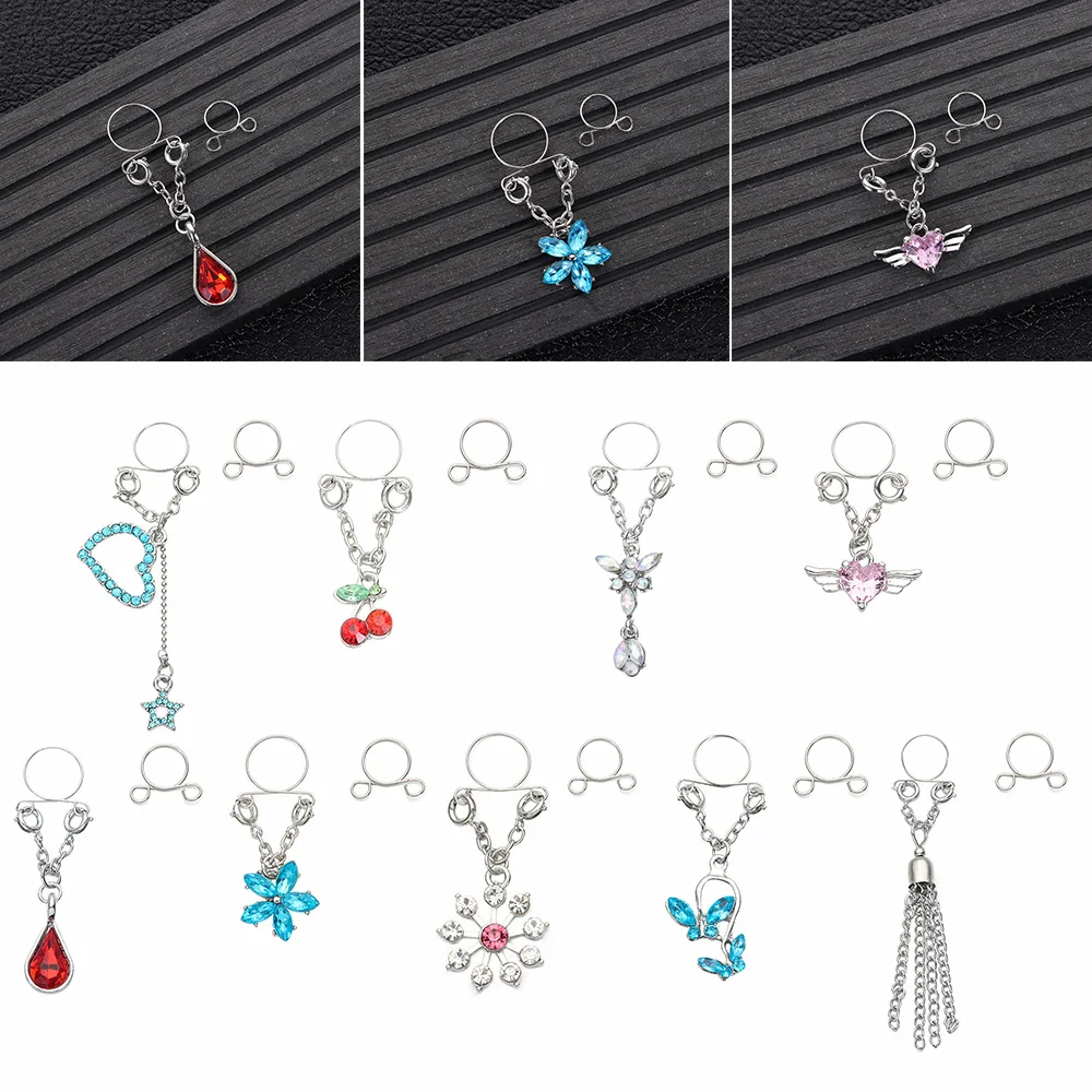 1PC Stainless Steel Heart Fake Nipple Piercing Jewelry Flower Fake Nipple Ring Dangle Sexy Non Piercing Ring Jewelry Lot piercing jewelry body piercing jewelry body jewelry metal jewelry