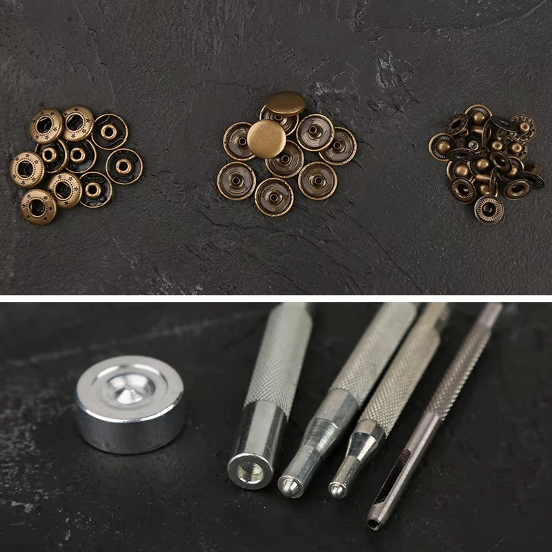 Fenrry Leather Snap Fasteners Kit Press Stud Metal Button Snaps with Hammer Installation Tools for DIY Leather Craft Accessories leather tools,leather craft tool kit,leather craft tools,leather craft tool,snap buttons tools
