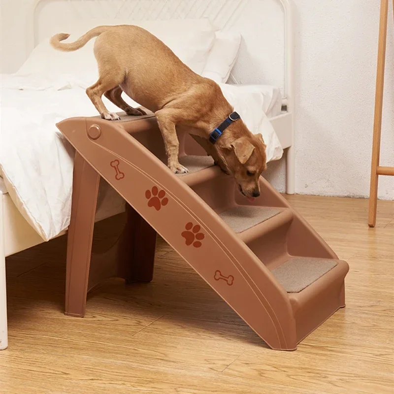 

Складная пластиковая лестница для домашних питомцев, прочная уличная лестница для высоких кроватей, 4 ступени, для собак и кошек, нескользящая, для дома или путешествий