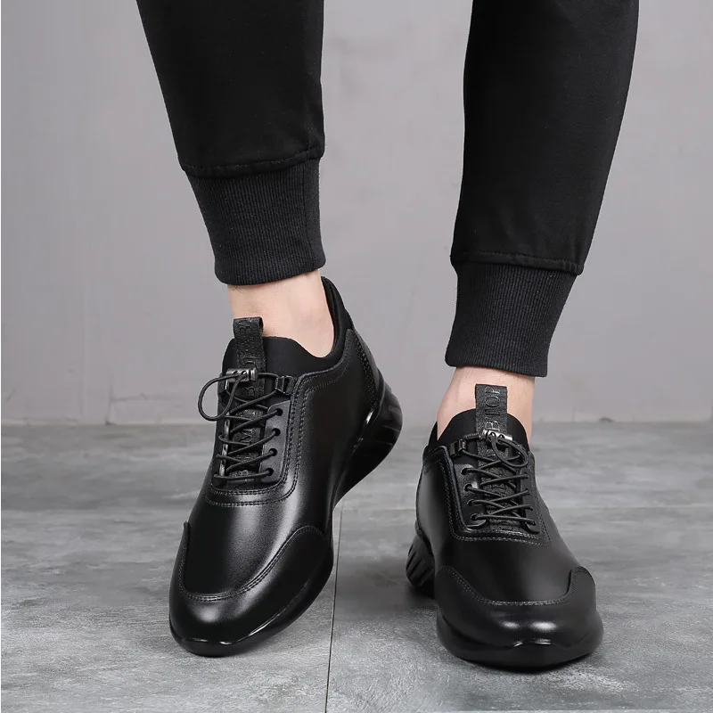 2024 New Men's Vulcanize Shoes Men Casual Shoes PU Leather Design Shoes Height Increase 6-8CM Gym Business Fashion Male Sneakers 3
