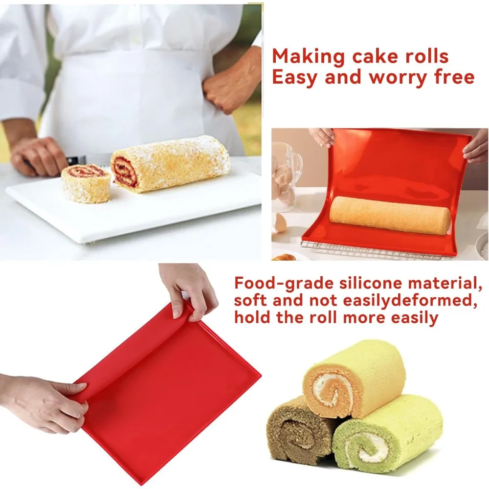 Description Picture 6 of item2pcs Swiss Roll Cake Mat Silicone Multifunction Non-Stick Heat-Resistant  Pastry Pizza Cookies Mats for Desserts Baking Tools