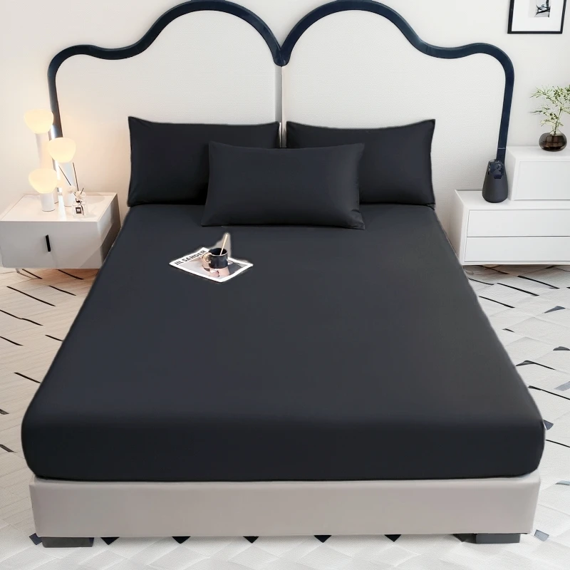 3 Parça Düz Renk Ultra İnce Elyaf Çarşaf Yastık Kılıfı Seti Cilt Dostu Nefes Alabilen Kraliçe Boy Yatak Çarşafı Yatak Alezi