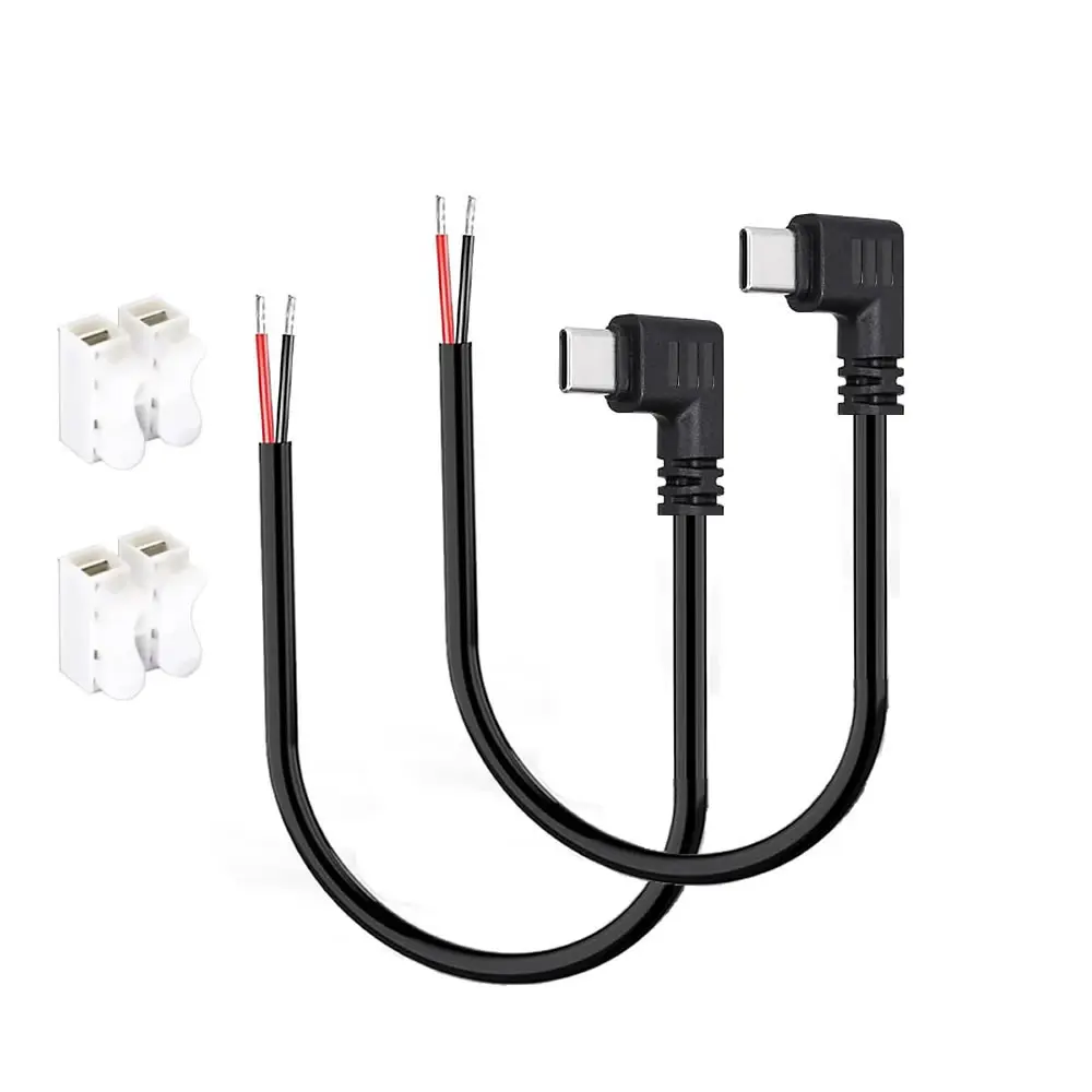 รูปสินค้า สายไฟ USB C เป็น 2 พินแบบปลายเปิด สายไฟ USB Type C ชาย 90 องศา สายพิกเทล 2 พิน สำหรับสาย DIY USB Type C 5V