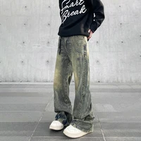 Vintage Flared Jeans Men Wide Leg Baggy Trousers Autumn New Streetwear Fashion Distressed Original Street Y2k Denim Pants Winter 2