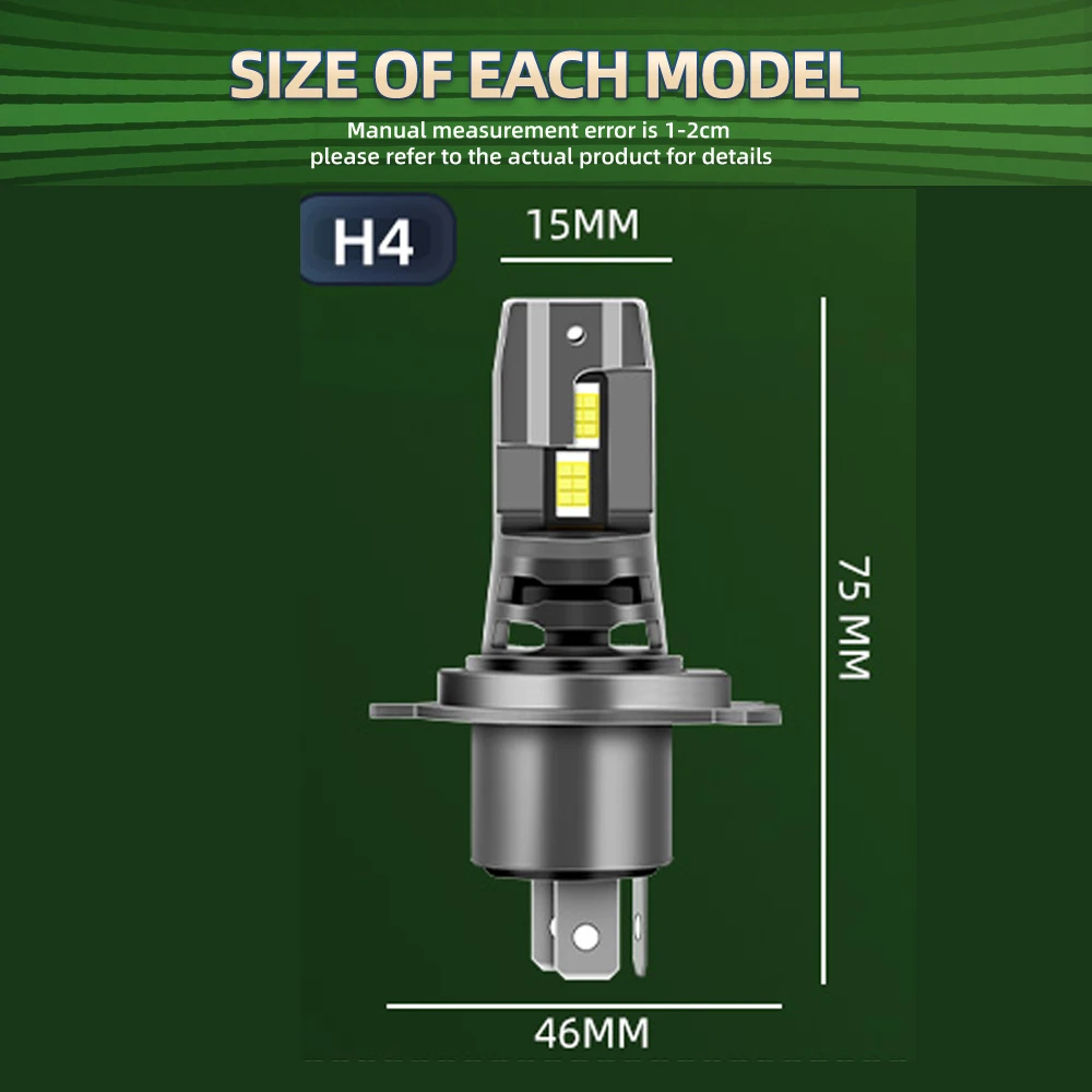 1/2PCS H4 LED 모토 오토바이 헤드 라이트 전구 12V 30000LM H4 9003 HB2 HS1 6000K 램프 Canbus For Yamaha Kawasaki Suzuki Ducati BMW