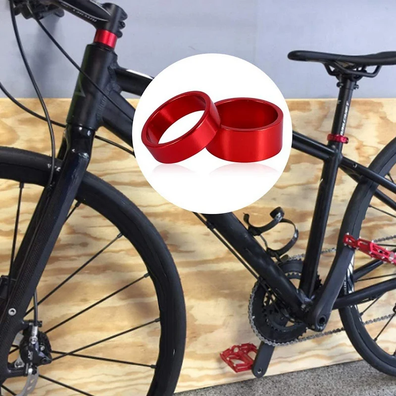 알루미늄 합금 헤드셋 스템 스페이서 MTB 포크 와셔 캡, 도로 자전거 사이클링용, 레드 앤 블랙, 5mm, 10mm, 15mm, 20mm, 28.6mm, 8 개