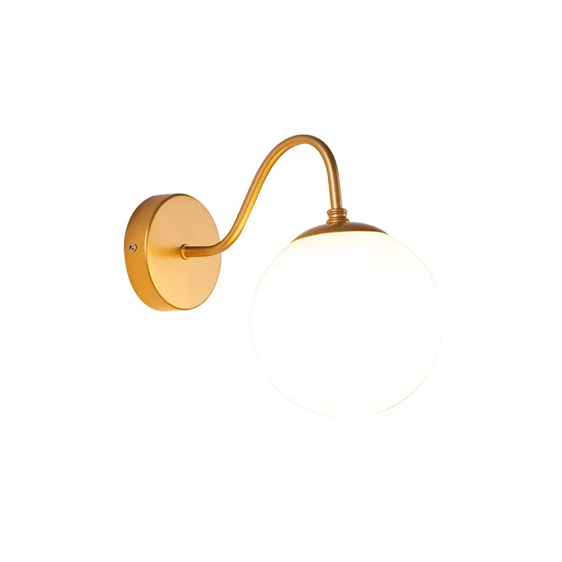 Modern LED Wall Lamp Glass Lampshade Ballight For Living Room Bedroom Bedside Corridor Aisle Home decor Gold Wall Sconce Fixture