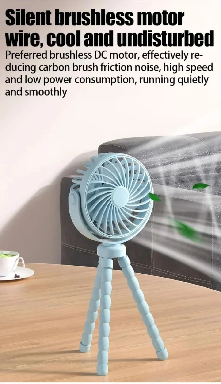 Side view of the portable octopus bladeless fan