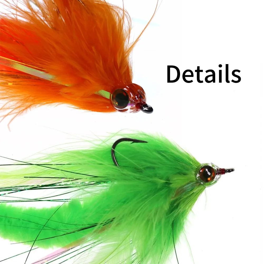 Elllv 1PC/2PCS #2/0 Dragontail Streamers Flies for Bass Muskie Pike Fishing  Lures Saltwater Big Game Baitfish Fly 6 Colors