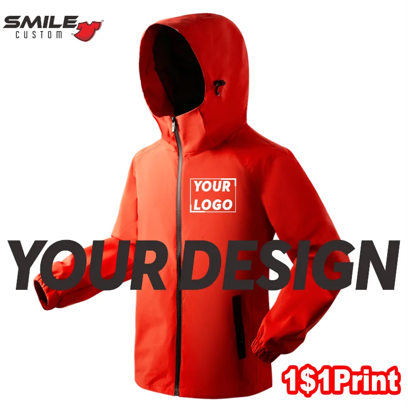 Casual Trench Coat Custom Print Logo Men And Women Outdoor Windbreaker Jacket Embroidery Pattern Company Clothing Brand Design