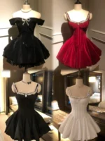 2025 Autumn Vintage Elegant Y2K Velvet Off Shoulder Dress Bow Bodycon Mini A-line Women Evening Party Subculture Lolita Formal