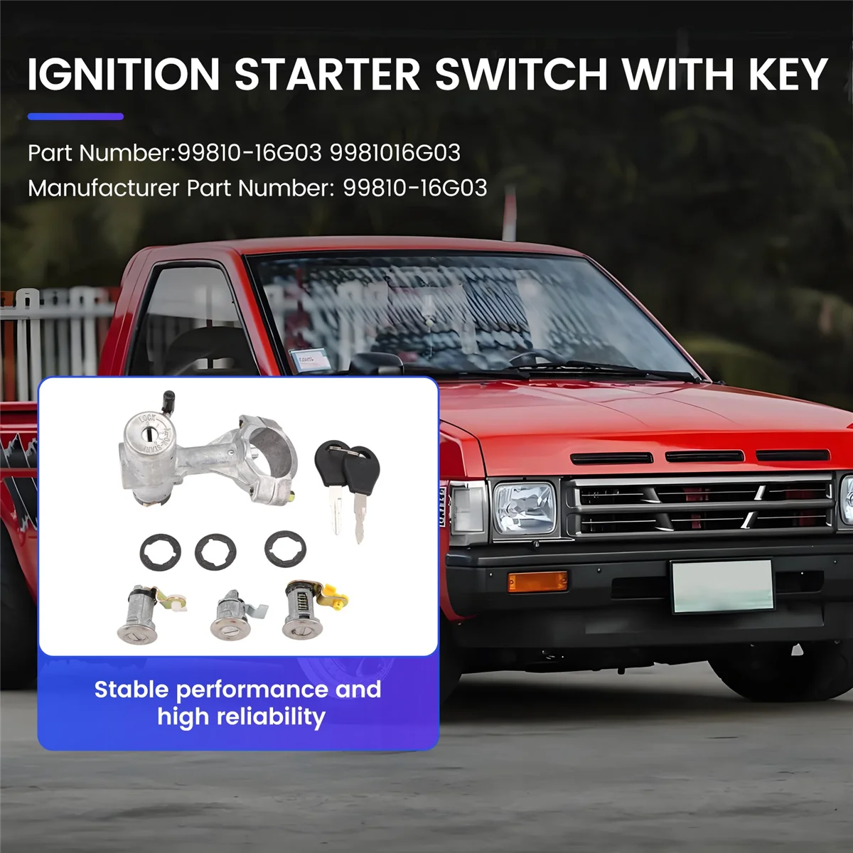 Ignition Starter Switch with Key 1 Set 9981016G03 Fits for Nissan D21 Pickup 1986-+ 99810-16G03